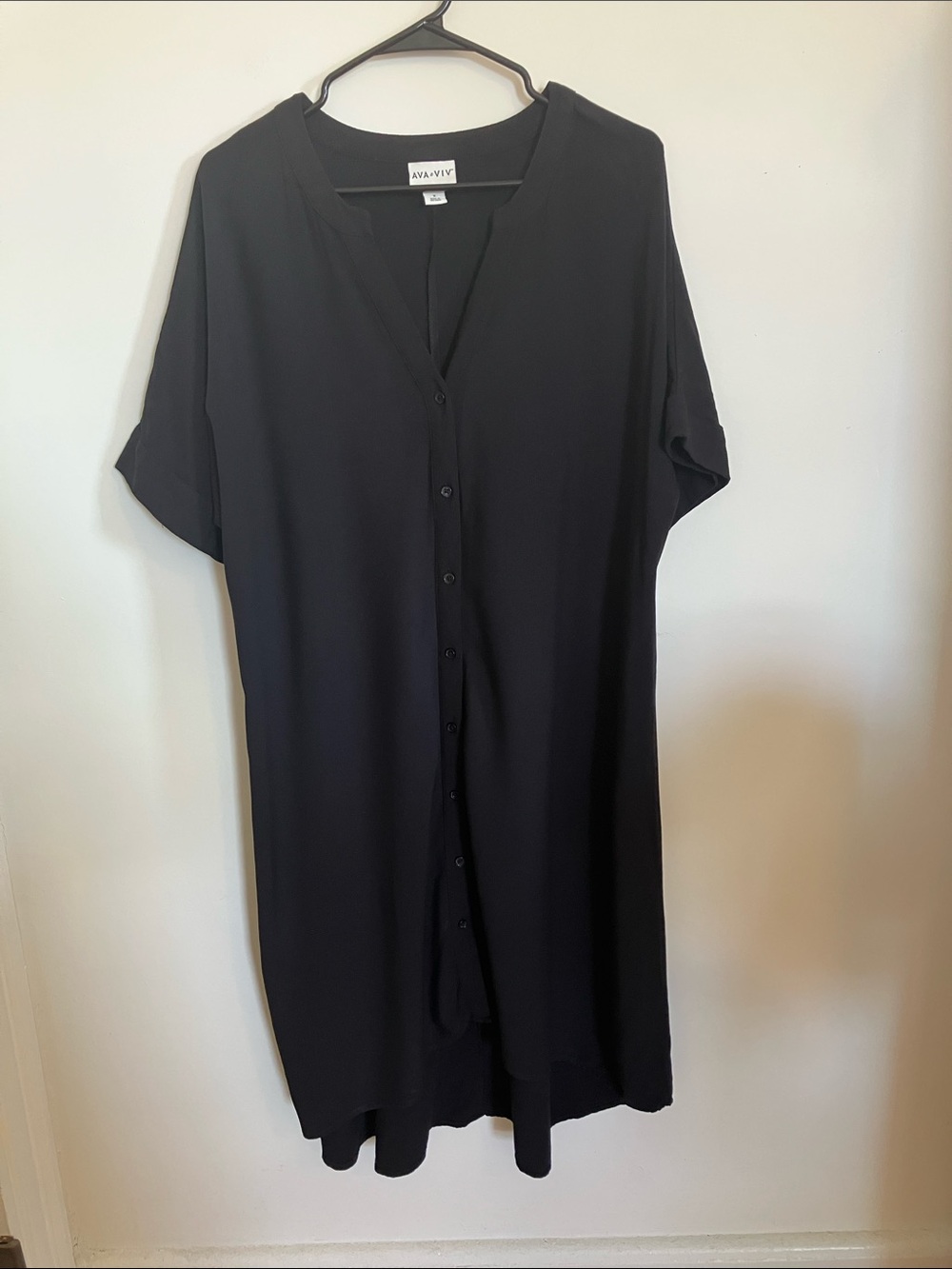 Ava & Viv Black Button-Front High-Low Dress